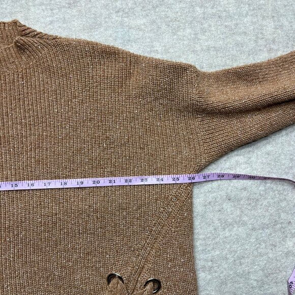 Kerisma Brown Balloon Sleeve Knit Angola Blend Sweater Size Medium/Large - Picture 8 of 9